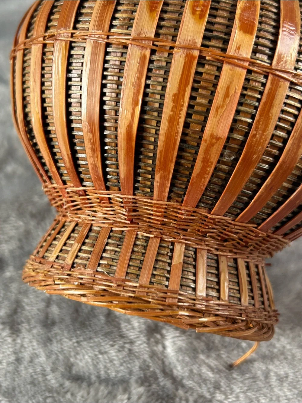 Vintage Wicker Vase Handwoven Rattan Boho‎ Rustic Brown Small Decor